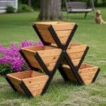 Handcrafted 5-Tier Triangular Wooden Plant Stand & Pot Holder Table for Balcony & Home Decor